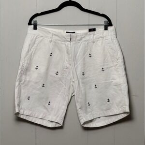 Cuffy's of Cape Cod Women's White Anchor Embroidered Shorts Nautical Size 10 9"